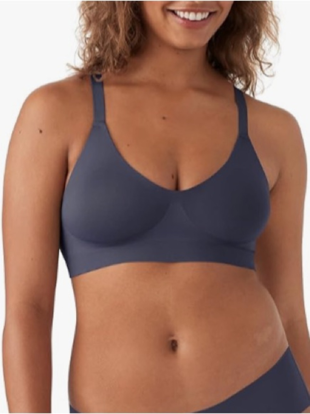 True & Co Women's Soft Form V Neck Adjustable Strap Bra, Grey, Size Small, NWT